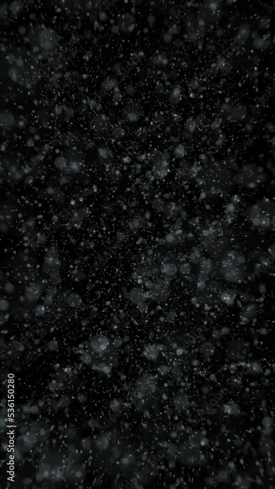 Poster artistic blurred particle dots motion movement loop animation. vertical background.