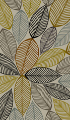 pattern of linear decorative tree leaves on a light background