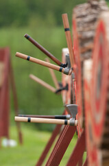 Throwing axes in target