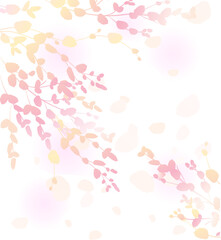 pink card with delicate spring tree branches on a transparent background