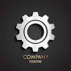 3d shiny silver gear logo
