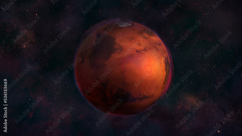 Poster planet mars from space with a view of arabia terra