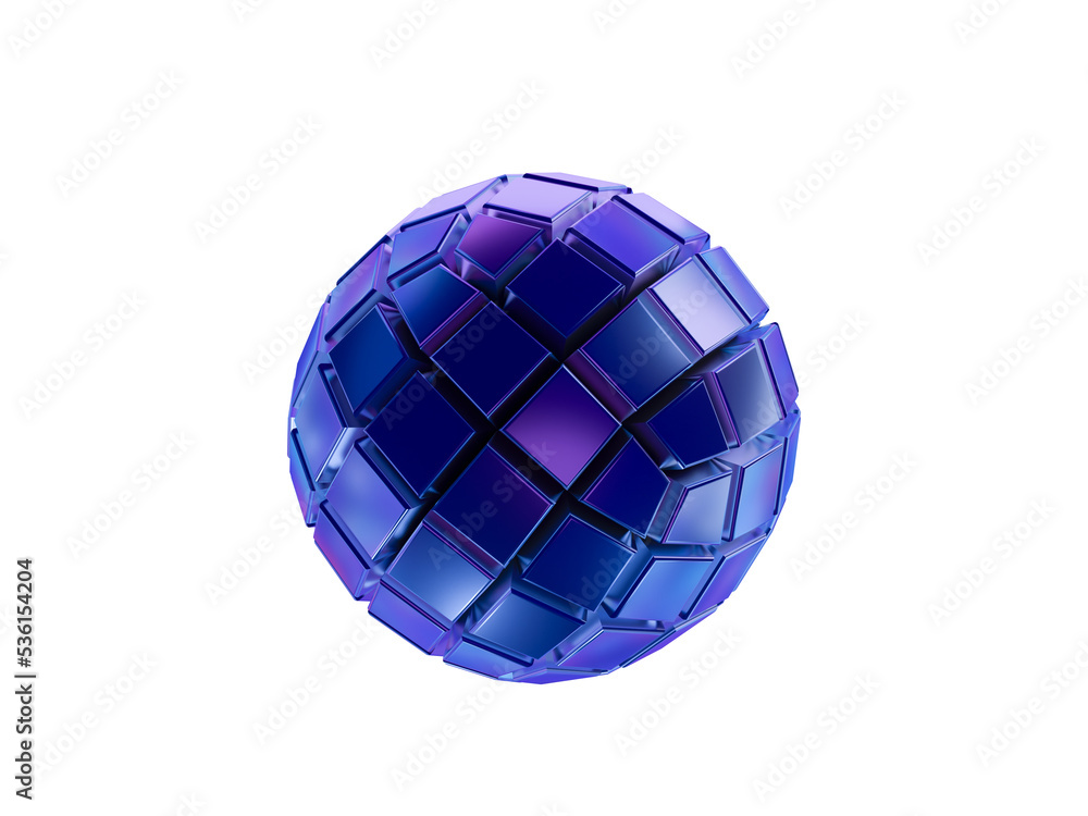 Aufkleber 3d holographic geometric shape sphere with square segment. squared pattern.. metal simple figure for