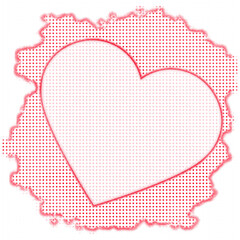 red heart on white with dots