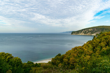 Fototapeta na wymiar Beautiful view of the Black Sea coast. Beautiful morning on the coast.