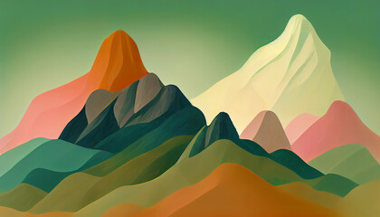 Bright picturesque stylized mountains. Abstract mountain illustration. Mountain landscape. Digital illustration.
