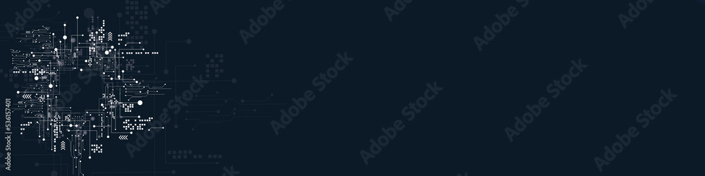 Poster abstract lines and dots connect background.