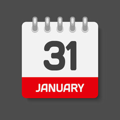 Icon day date 31 January, template calendar page