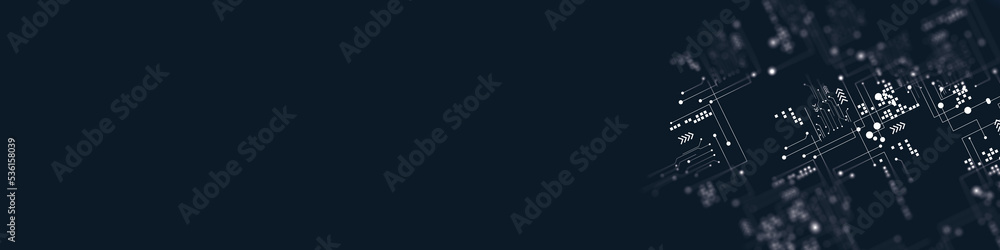 Poster abstract lines and dots connect background.