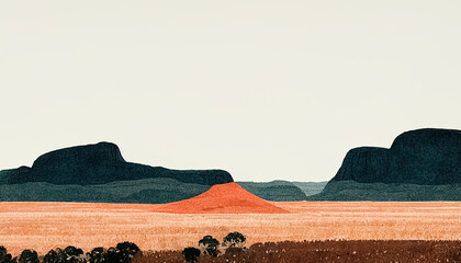 Abstract art of Australia landscape watercolor style, Desert nature background. 3D illustration. © Bisams