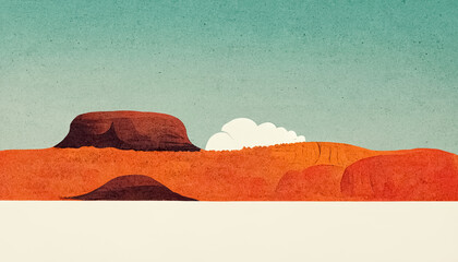 Abstract art of Australia landscape watercolor style, Desert nature background. 3D illustration. © Bisams