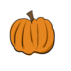 Pumpkin. halloween. Doodle, sketch. harvesting. vegetable. circuit. flat design