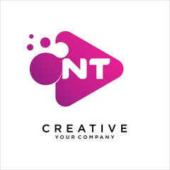 TN, NT Letter With Dot Logo Design Template Vector