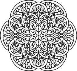Black and white Mandala illustration Hand drawn outline Mandala.Mandalas for coloring book