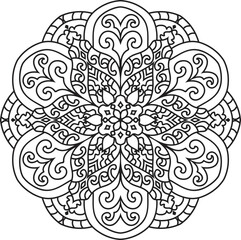 Mandala isolated on the white background.Doodle pattern.ornament design for coloring page