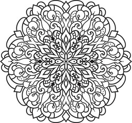 Mandala isolated on the white background.Doodle pattern.ornament design for coloring page