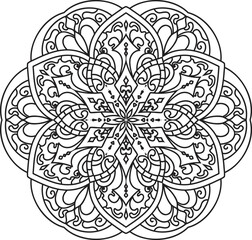 Mandala isolated on the white background.Doodle pattern.ornament design for coloring page