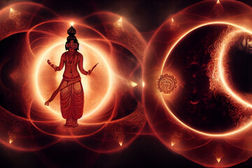 hindu goddess performing tantric ritual - obrazy, fototapety, plakaty