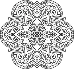 Mandala isolated on the white background.Decorative monochrome ethnic mandala pattern.