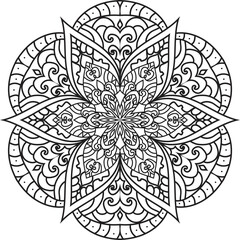 Mandala isolated on the white background.Doodle pattern.ornament design for coloring page