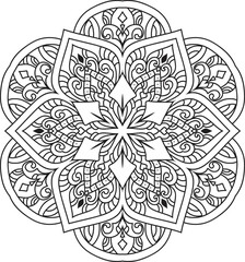 Mandala isolated on the white background.Doodle pattern.ornament design for coloring page