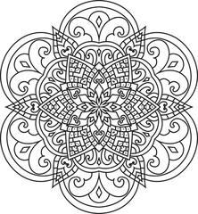 Adult coloring page Mandala.Antistress Coloring Page Mandala.Hand drawn illustration vector