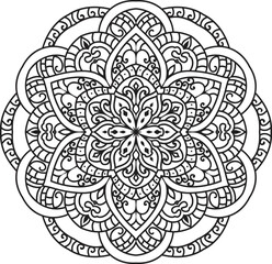 Adult coloring page Mandala.Antistress Coloring Page Mandala.Hand drawn illustration vector