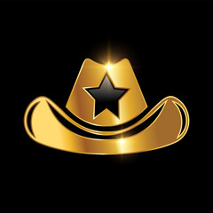 Golden Cowboy Hat Vector Sign