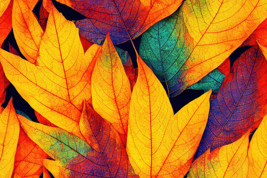 Colorful autumn fall leaves as seamless pattern background