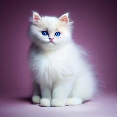 Picture of a cute ragdoll kitten cat sitting in studio as animal illustration