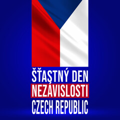 Happy Independence Day Czech Republic Wallpaper with Waving Flag. Abstract national holiday celebration and wishes
