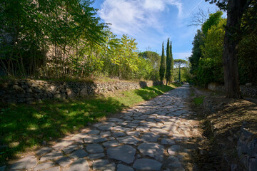 Via Appia antica (antique Appian way), urban regional park in Rome, Italy
