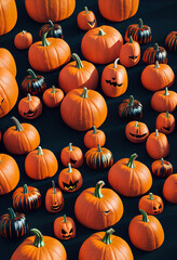 Lots of orange pumpkins for a Halloween celebration
