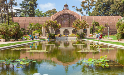 Balboa park Botanical garden plants and flower exhibits San Diego.