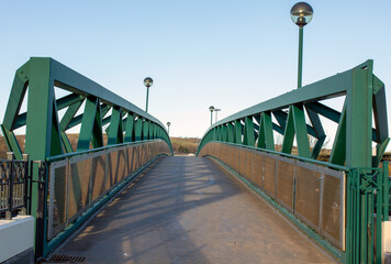 Very long steel footbridge In Sheffield England - stock photo