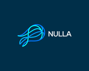 Abstract jellyfish logo from colorful lines. Creative motion logotype. Vector illustration. © iamguru