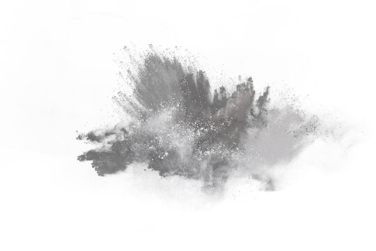 Black powder explosion  no background. Colored cloud. Colorful dust explode. Paint Holi.