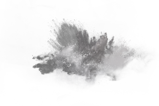 Black powder explosion  no background. Colored cloud. Colorful dust explode. Paint Holi.