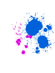 Fototapeta na wymiar Isolated blue and purple paint splashes in various sizes