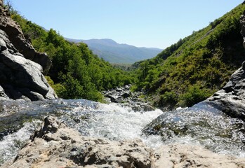 waterfall in the mountains