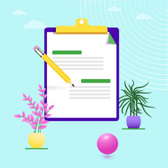 tablet for writing in flat style
