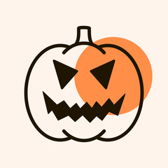 Halloween pumpkin icon vector. Jack-O-Lantern