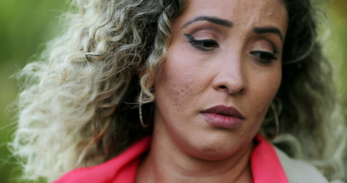 Hispanic woman feeling digust emotion