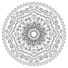 Mandala coloring book PNG illustration with transparent background
