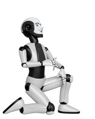 robot boy cartoon kneeling