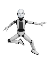 Fototapeta na wymiar robot boy cartoon leaping
