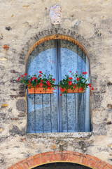 Architectural details of old houses in Tuscany, Italy, Europe