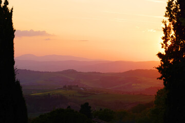 Scenic view of typical Tuscany summer landscape