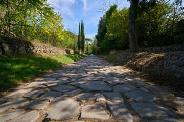 Via Appia antica (antique Appian way), urban regional park in Rome, Italy
