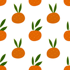 Cute oranges. Fruity seamless pattern with citrus. 
